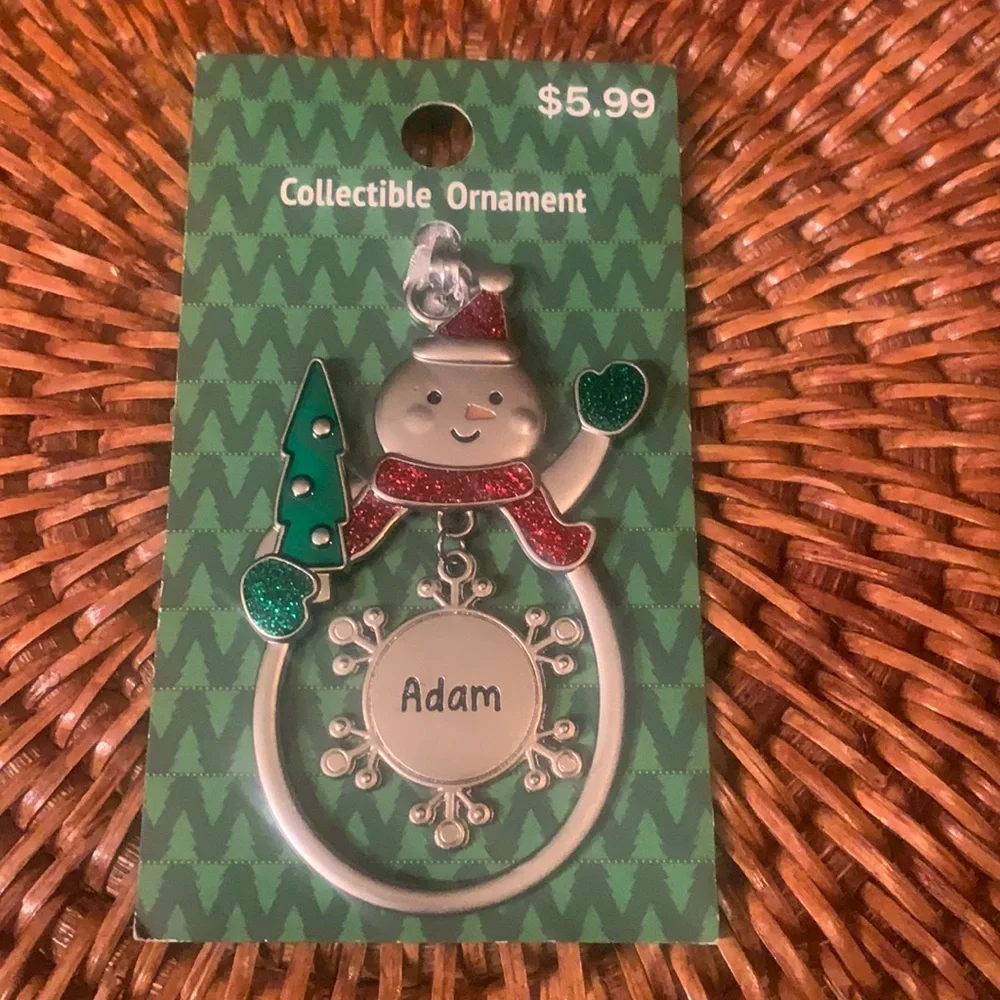 🌸 $3 if bundled ADAM Engraved Collectible Snowman Christmas Ornament GANT NWT